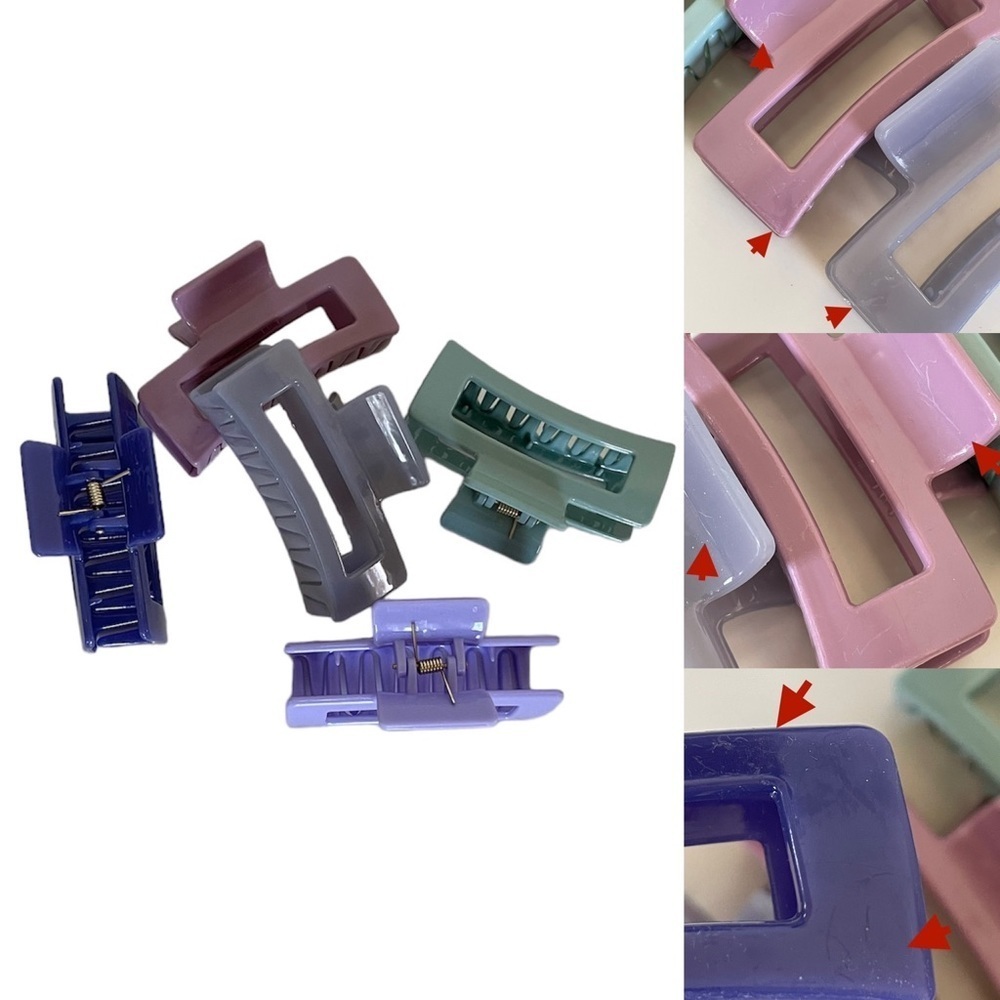 Purple Multicolored Rectangular Medium Size Claw Clip Hair Accessory 5 Pk Bundle